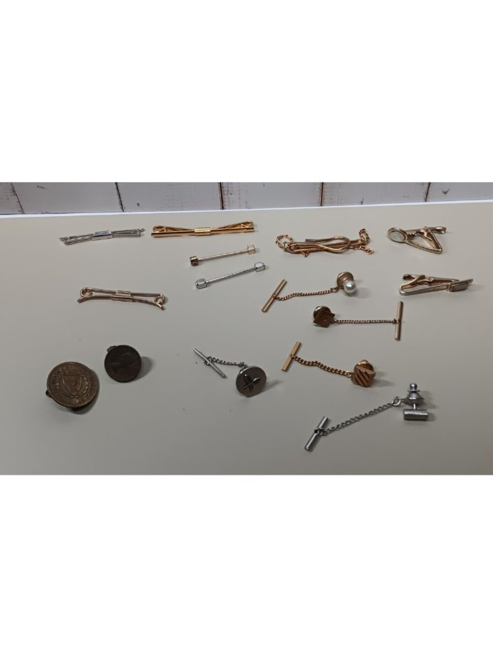 VTG Mens Jewelry Cuff Links Tie Clips Collar Pin Tie Tacks Shirt Pin Lot